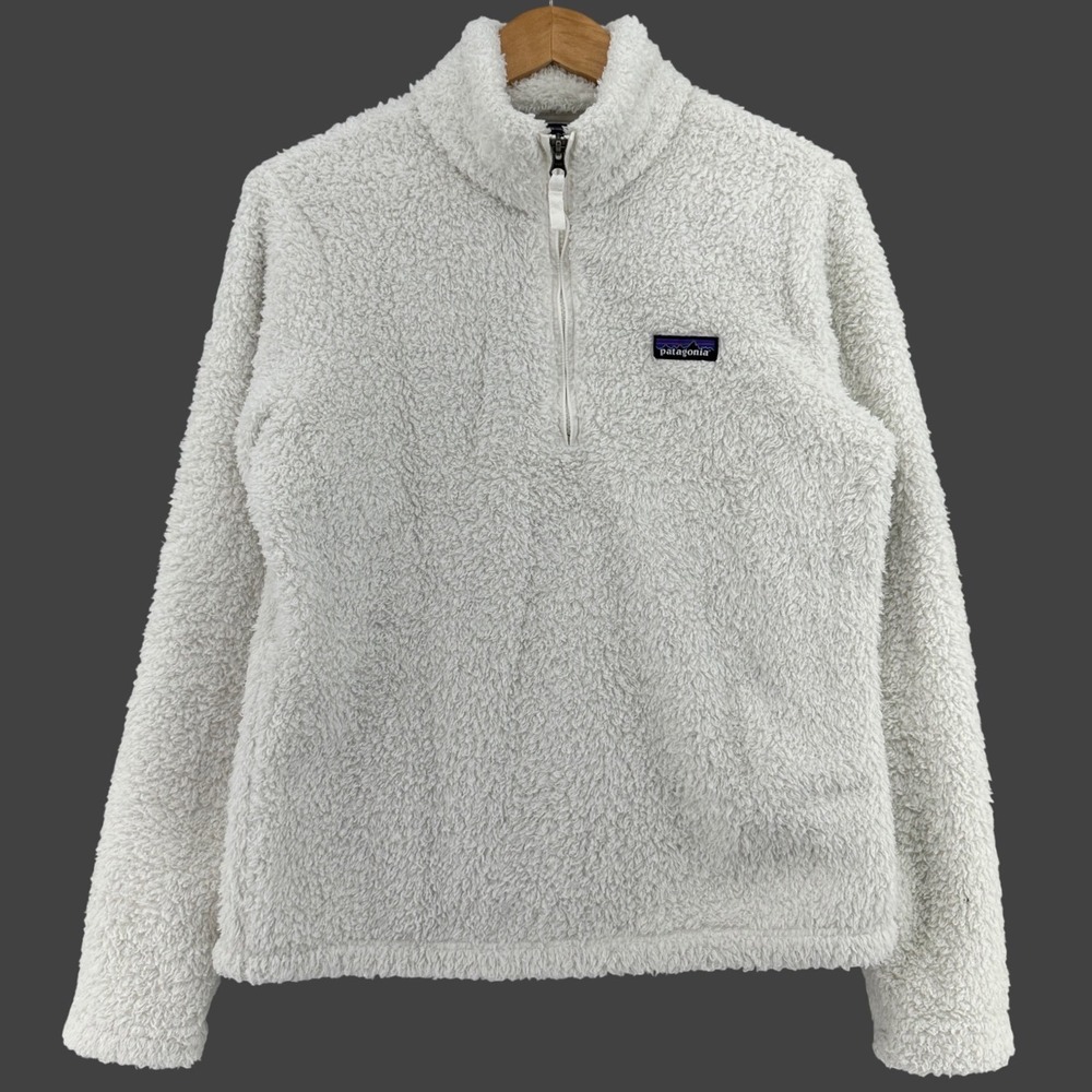Patagonia Los Gatos Fleece Pullover Womens Small Birch White 1/4 Quarter Zip S